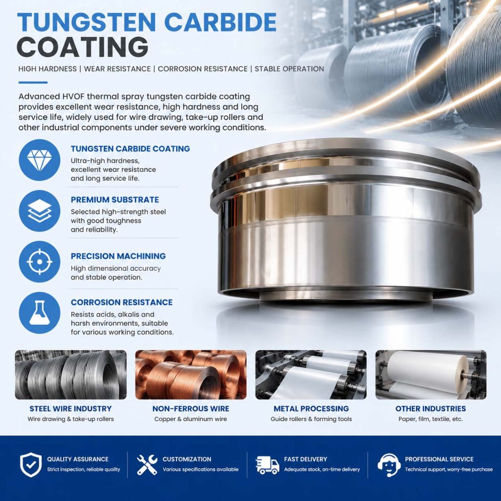 Tungsten Carbide Coating Processing for Wire Drawing and Take-Up Rollers