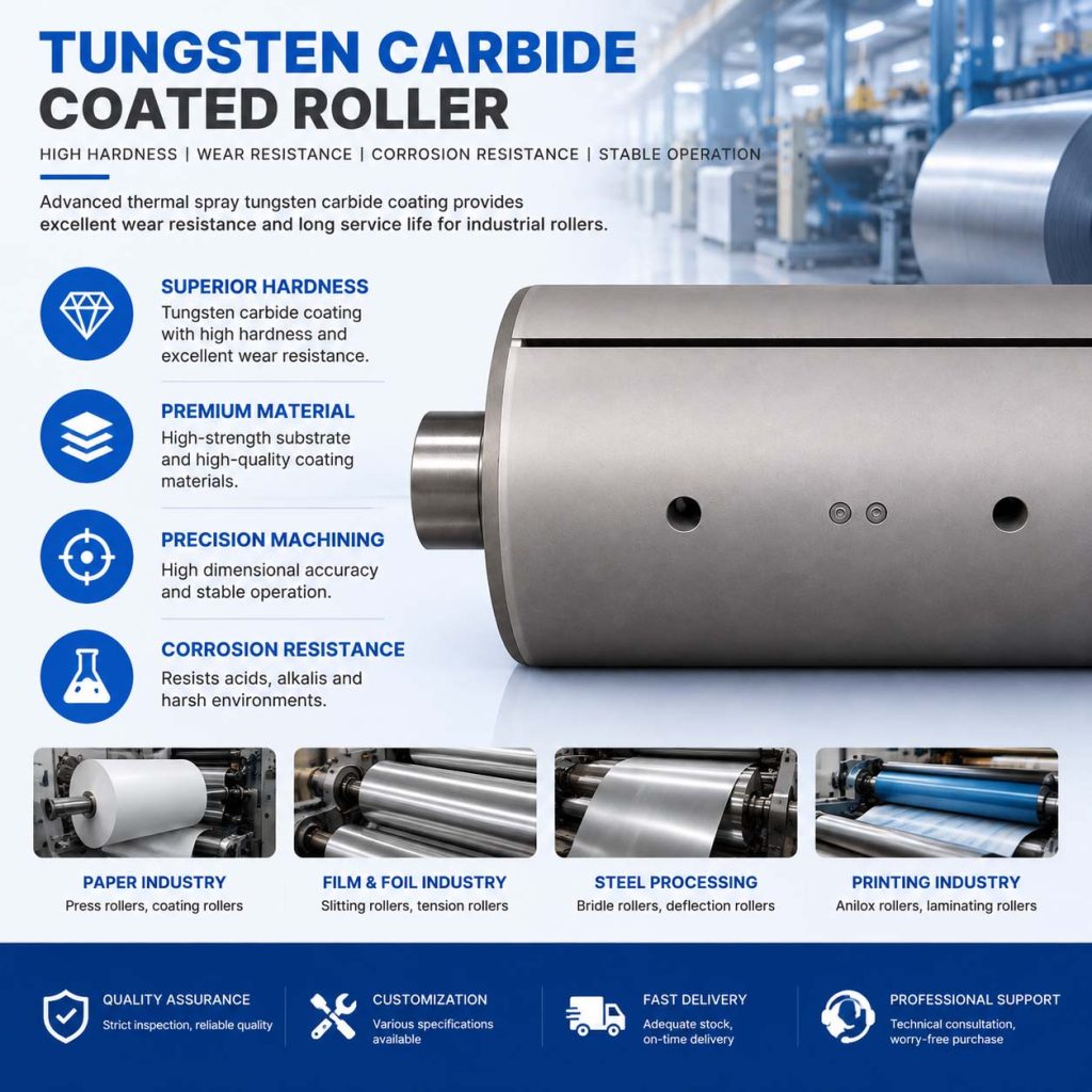 Tungsten Carbide Coating Processing for Tower Pulleys and Steel Plate Curling Rollers