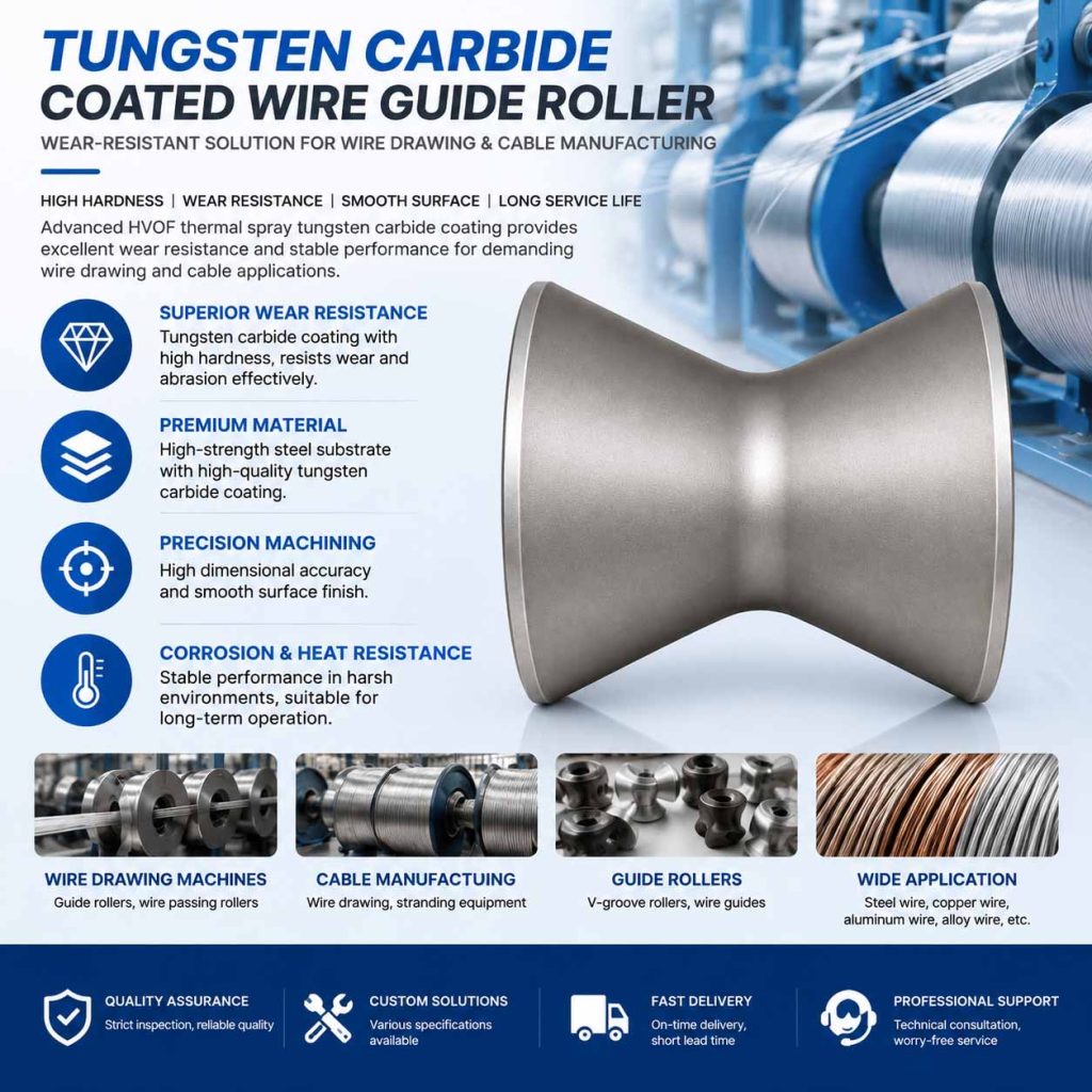 Tungsten Carbide Coating for Wire Drawing Machine Tower Pulleys