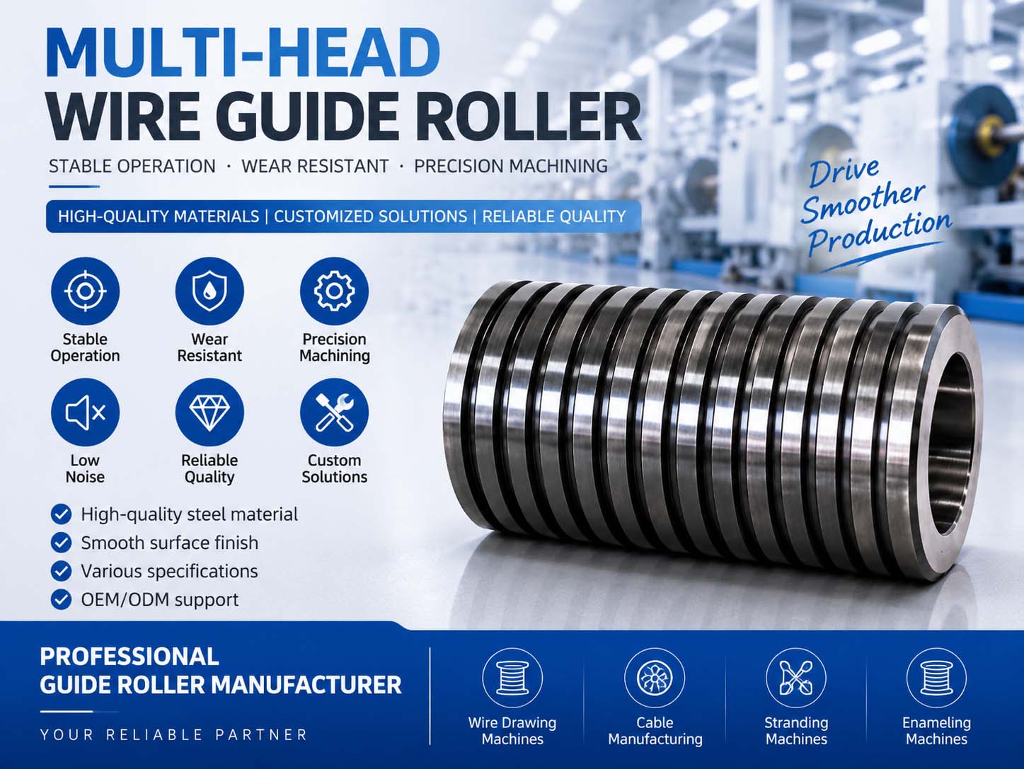 Multi-Head Wire Guide Roller Ceramic Coating Multi-Head Wire Guide Roller Ceramic Coating