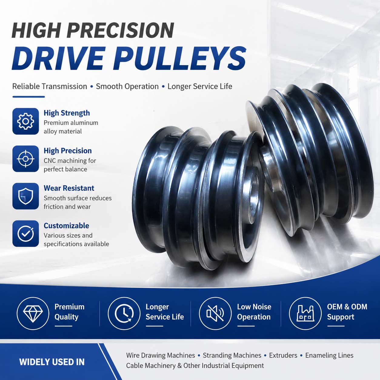 Coating Ceramic Aluminum Steel Drive Pulleys for Wire Cable Making Machine